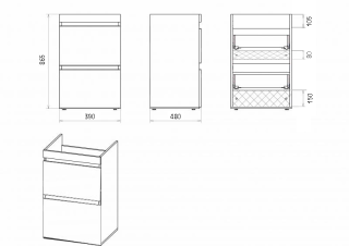 Напольная тумба под раковину Misty Фостер под стиральную машину 40см с двумя ящиками белый